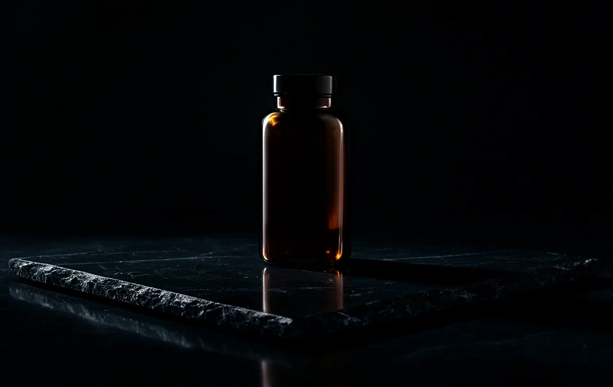 Premium supplement packaging showing architectural glass aesthetics